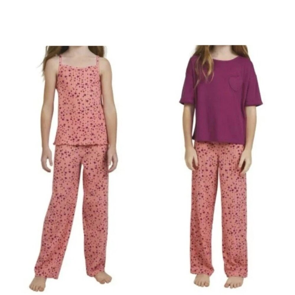 Girl's Lands End Youth 3 Piece Pajama Set Cami Tee Pants Size Large 14-16 - Picture 2 of 7